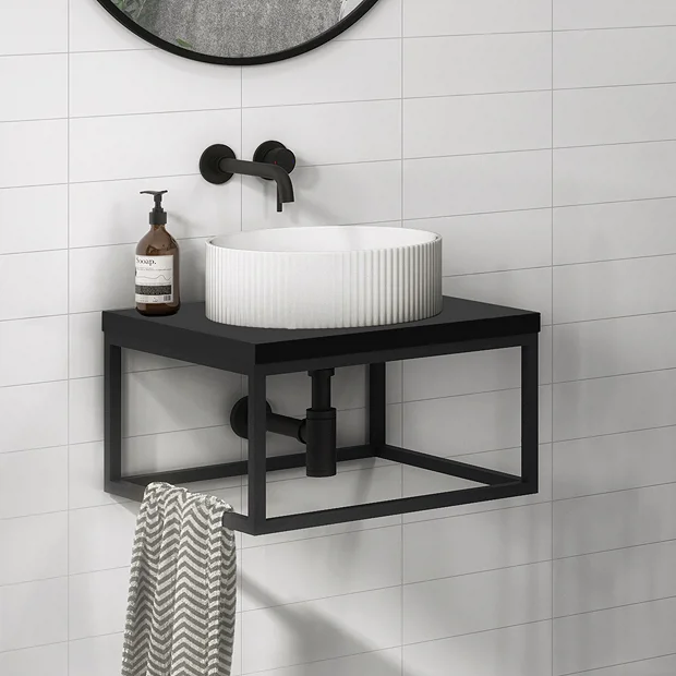 Arezzo 500 Matt Black Stone Resin Worktop With Matt Black Wall Mounted Frame 5 Arezzo 500 Matt Black Stone Resin Worktop With Matt Black Wall Mounted Frame - Image 3