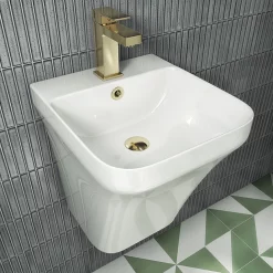 Arezzo Square Gloss White Ceramic One Piece Wall Hung Basin 1TH - 365mm Wide 9 Arezzo Square Gloss White Ceramic One Piece Wall Hung Basin 1TH - 365mm Wide -Victorian Plumbing shop az5psqgw d3