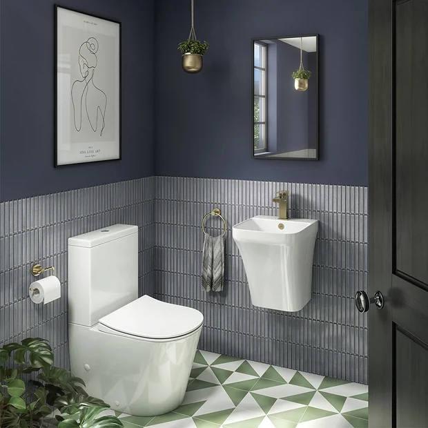 Arezzo Square Gloss White Ceramic One Piece Wall Hung Basin 1TH - 365mm Wide 3 Arezzo Square Gloss White Ceramic One Piece Wall Hung Basin 1TH - 365mm Wide
