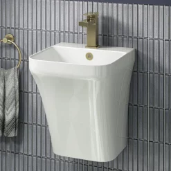 Arezzo Square Gloss White Ceramic One Piece Wall Hung Basin 1TH - 365mm Wide 7 Arezzo Square Gloss White Ceramic One Piece Wall Hung Basin 1TH - 365mm Wide -Victorian Plumbing shop az5psqgw lrg