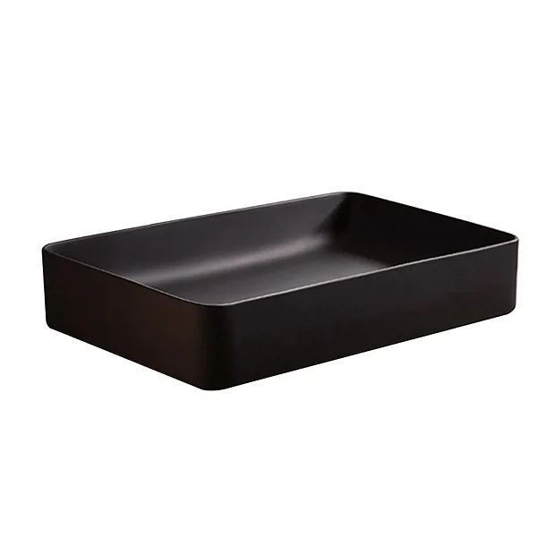 Arezzo Matt Black Slim Rectangular Counter Top Basin (605 X 355mm) 3 Arezzo Matt Black Slim Rectangular Counter Top Basin (605 X 355mm)