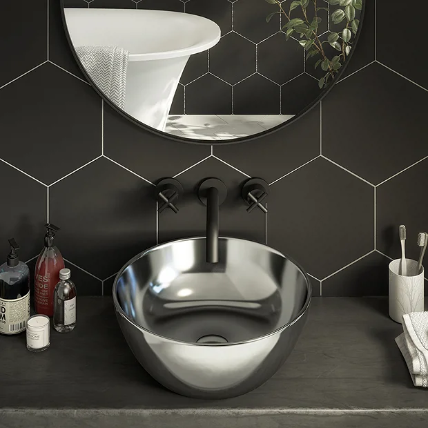 Arezzo Round 415mm Silver Ceramic Counter Top Basin 4 Arezzo Round 415mm Silver Ceramic Counter Top Basin - Image 2