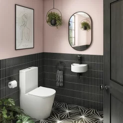 Arezzo Gloss White Round Wall Hung Cloakroom Basin 1TH (303 X 255mm) 7 Arezzo Gloss White Round Wall Hung Cloakroom Basin 1TH (303 X 255mm) -Victorian Plumbing shop az7781gw detail01