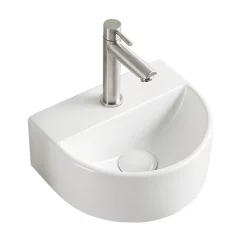 Arezzo Gloss White Round Wall Hung Cloakroom Basin 1TH (303 X 255mm)