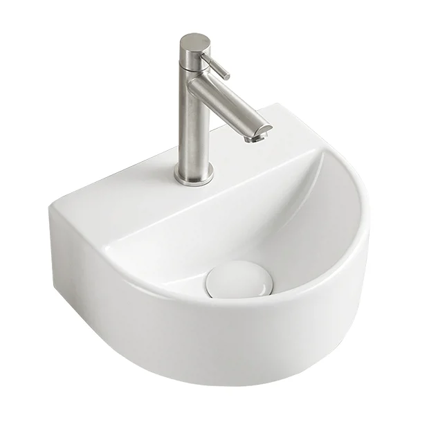 Arezzo Gloss White Round Wall Hung Cloakroom Basin 1TH (303 X 255mm) 3 Arezzo Gloss White Round Wall Hung Cloakroom Basin 1TH (303 X 255mm)