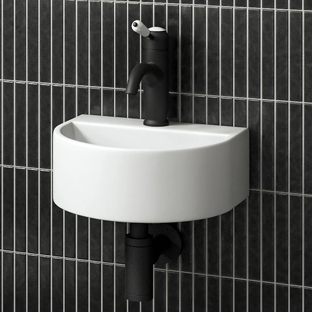 Arezzo Gloss White Round Wall Hung Cloakroom Basin 1TH (303 X 255mm) 4 Arezzo Gloss White Round Wall Hung Cloakroom Basin 1TH (303 X 255mm) - Image 2