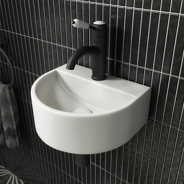 Arezzo Matt White Round Wall Hung Cloakroom Basin 1TH (303 X 255mm) 4 Arezzo Matt White Round Wall Hung Cloakroom Basin 1TH (303 X 255mm) - Image 2