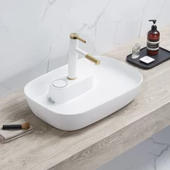 Arezzo 600 X 405mm Gloss White Curved Rectangular Countertop Basin With Tap Island