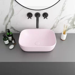 Arezzo 455 X 325mm Matt Pink Curved Rectangular Counter Top Basin