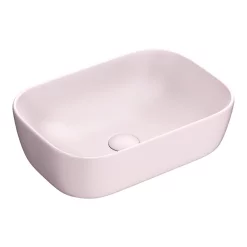 Arezzo 455 X 325mm Matt Pink Curved Rectangular Counter Top Basin -Victorian Plumbing shop az78105mp n d2