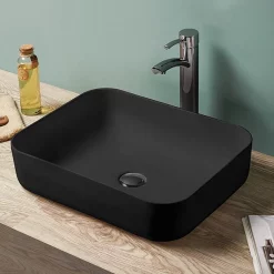 Arezzo Matt Black Coloured Curved Rectangular Counter Top Basin (500 X 390mm)