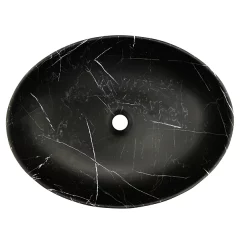 Arezzo 520 X 395mm Curved Oval Counter Top Basin - Matt Black Marble Effect -Victorian Plumbing shop az78166nd3