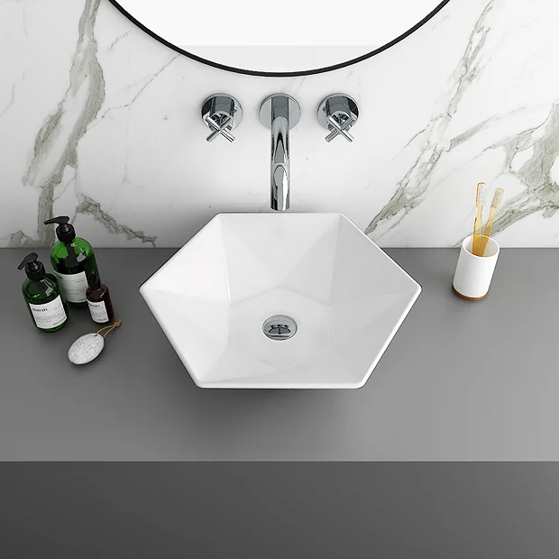 Arezzo 480 X 415mm Hexagon Shaped Modern Counter Top Basin 4 Arezzo 480 X 415mm Hexagon Shaped Modern Counter Top Basin - Image 2
