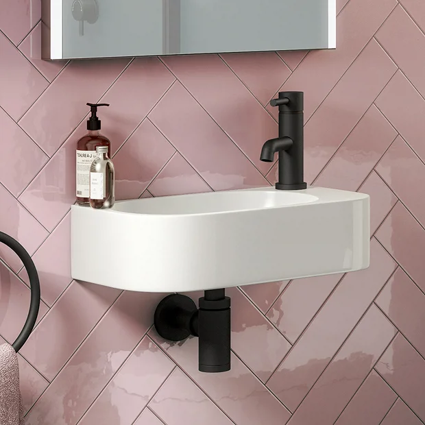 Arezzo 400 X 220mm Curved Wall Hung 1TH Cloakroom Basin 4 Arezzo 400 X 220mm Curved Wall Hung 1TH Cloakroom Basin - Image 2