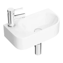 Arezzo 400 X 220mm Curved Wall Hung 1TH Cloakroom Basin 7 Arezzo 400 X 220mm Curved Wall Hung 1TH Cloakroom Basin -Victorian Plumbing shop az78204 n detail1