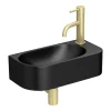 Arezzo 400 X 215mm Curved Wall Hung Cloakroom Basin - Matt Black -Victorian Plumbing shop az7824b d3
