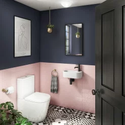 Arezzo 400 X 215mm Curved Wall Hung Cloakroom Basin - Matt White -Victorian Plumbing shop az7824w d1