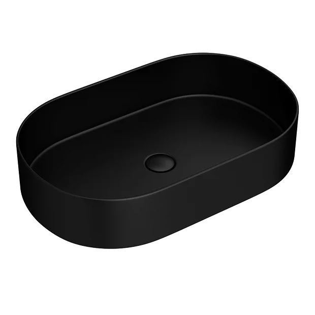 Arezzo Matt Black Oval Ceramic Counter Top Basin (600 X 380mm) 5 Arezzo Matt Black Oval Ceramic Counter Top Basin (600 X 380mm) - Image 3