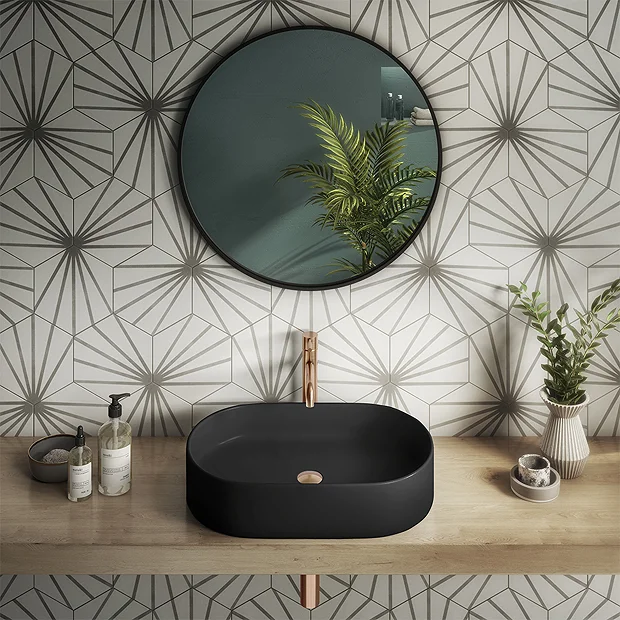 Arezzo Matt Black Oval Ceramic Counter Top Basin (600 X 380mm) 3 Arezzo Matt Black Oval Ceramic Counter Top Basin (600 X 380mm)