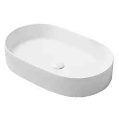 Arezzo Matt White Oval Ceramic Counter Top Basin (600 X 380mm) 7 Arezzo Matt White Oval Ceramic Counter Top Basin (600 X 380mm) -Victorian Plumbing shop az7833mw d1