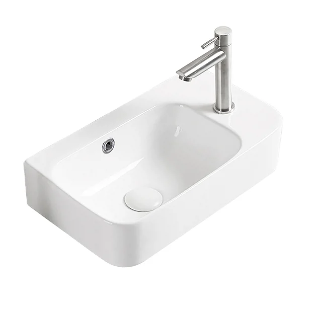 Arezzo 455 X 270mm Curved Offset Wall Hung 1TH Cloakroom Basin 7 Arezzo 455 X 270mm Curved Offset Wall Hung 1TH Cloakroom Basin - Image 5