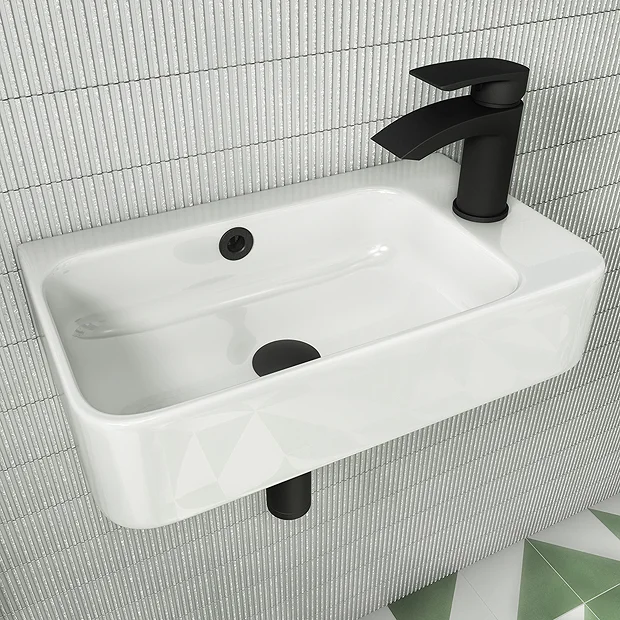 Arezzo 455 X 270mm Curved Offset Wall Hung 1TH Cloakroom Basin 4 Arezzo 455 X 270mm Curved Offset Wall Hung 1TH Cloakroom Basin - Image 2