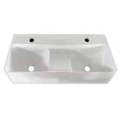 Arezzo Double Bowl Wall Mounted Basin - 810mm Wide - 1 Tap Hole Per Bowl -Victorian Plumbing shop az78623d1