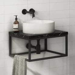 Arezzo Fluted Matt White Round Countertop Basin - 360mm Diameter -Victorian Plumbing shop az78728mw detail01