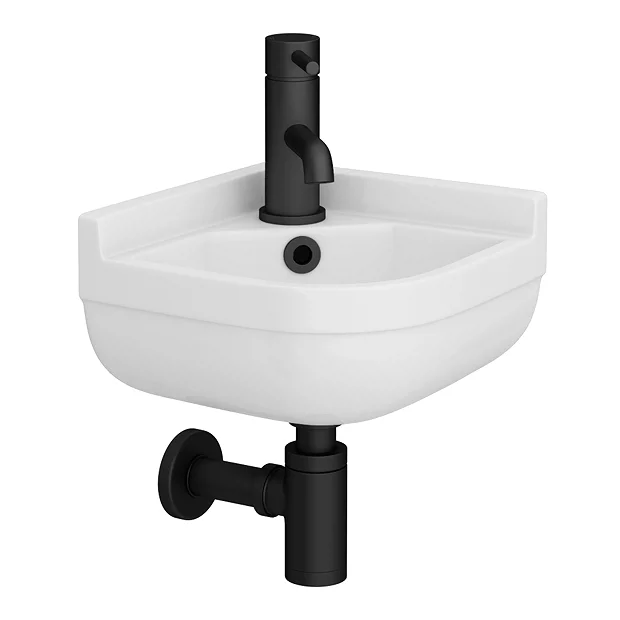 Arezzo Round Corner Cloakroom Basin 1TH - Gloss White 3 Arezzo Round Corner Cloakroom Basin 1TH - Gloss White