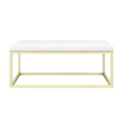 Arezzo 700 Gloss White Stone Resin Worktop With Brushed Brass Wall Mounted Frame