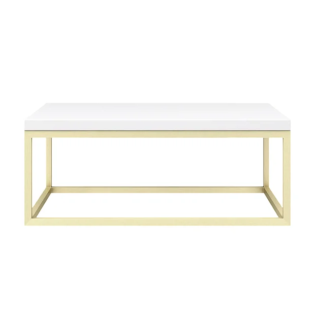 Arezzo 700 Gloss White Stone Resin Worktop With Brushed Brass Wall Mounted Frame 3 Arezzo 700 Gloss White Stone Resin Worktop With Brushed Brass Wall Mounted Frame