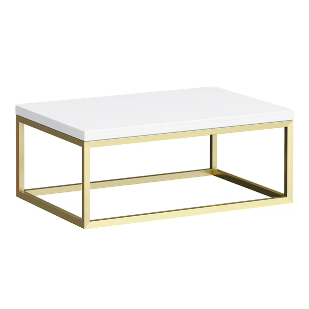 Arezzo 700 Gloss White Stone Resin Worktop With Brushed Brass Wall Mounted Frame 4 Arezzo 700 Gloss White Stone Resin Worktop With Brushed Brass Wall Mounted Frame - Image 2