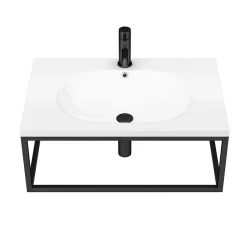 Arezzo 700 Wall Hung Basin With Matt Black Towel Rail Frame -Victorian Plumbing shop az7blkfrm d4