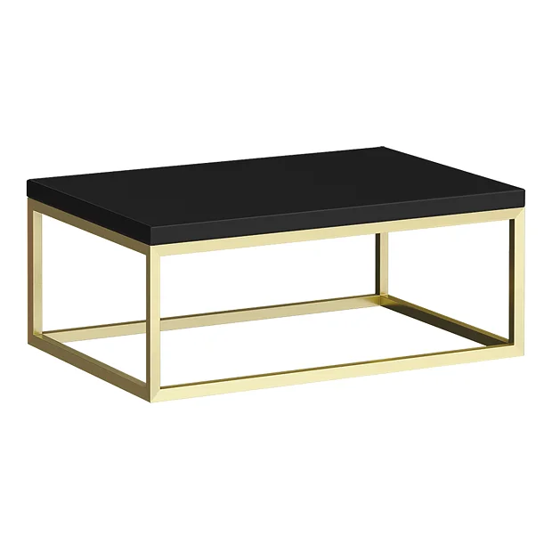 Arezzo 700 Matt Black Stone Resin Worktop With Brushed Brass Wall Mounted Frame 3 Arezzo 700 Matt Black Stone Resin Worktop With Brushed Brass Wall Mounted Frame