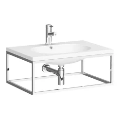 Arezzo 700 Wall Hung Basin With Chrome Towel Rail Frame -Victorian Plumbing shop az7chrfrm n d1