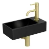 Arezzo 410 X 210mm Square Wall Hung Cloakroom Basin - Matt Black -Victorian Plumbing shop az948db d3n