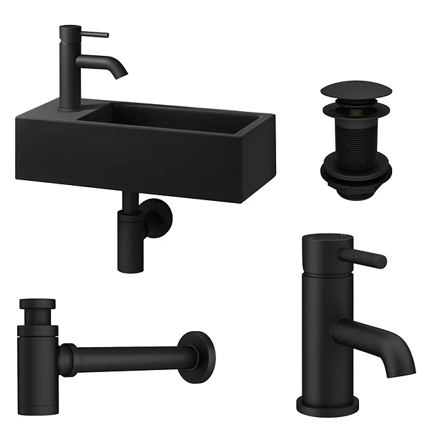 Arezzo 410 X 210 Square Wall Hung Basin With Tap Package (Matt Black) 5 Arezzo 410 X 210 Square Wall Hung Basin With Tap Package (Matt Black) - Image 3