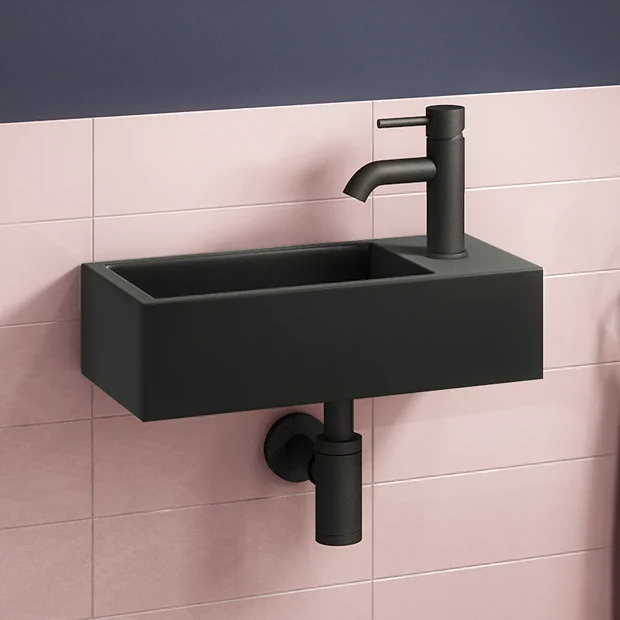 Arezzo 410 X 210 Square Wall Hung Basin With Tap Package (Matt Black) 4 Arezzo 410 X 210 Square Wall Hung Basin With Tap Package (Matt Black) - Image 2