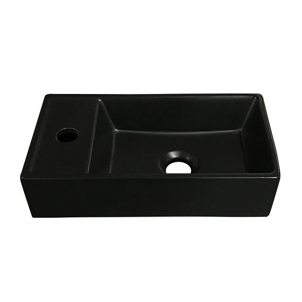 Arezzo Matt Black Compact Rectangular Counter Top Ceramic Basin (410 X 220mm) 3 Arezzo Matt Black Compact Rectangular Counter Top Ceramic Basin (410 X 220mm)