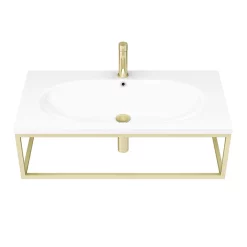 Arezzo 900 Wall Hung Basin With Brushed Brass Towel Rail Frame -Victorian Plumbing shop az9bbfrm d2