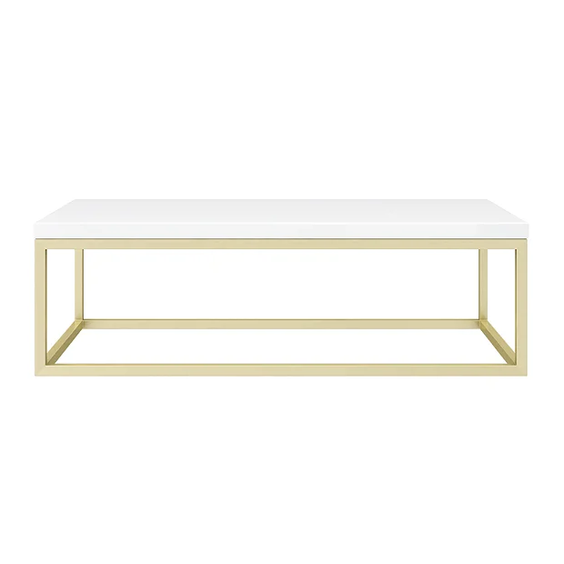 Arezzo 910 Gloss White Stone Resin Worktop With Brushed Brass Wall Mounted Frame 3 Arezzo 910 Gloss White Stone Resin Worktop With Brushed Brass Wall Mounted Frame