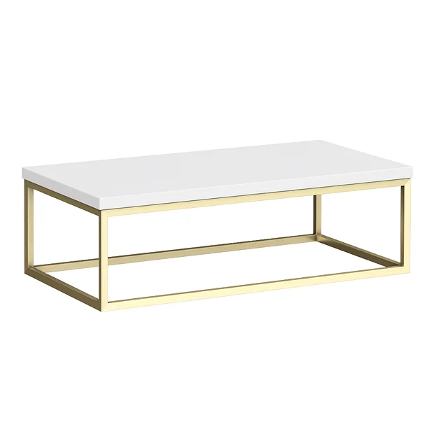 Arezzo 910 Gloss White Stone Resin Worktop With Brushed Brass Wall Mounted Frame 4 Arezzo 910 Gloss White Stone Resin Worktop With Brushed Brass Wall Mounted Frame - Image 2