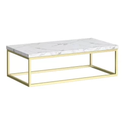 Arezzo 910 White Marble Effect Worktop With Brushed Brass Wall Mounted Frame