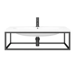 Arezzo 900 Wall Hung Basin With Matt Black Towel Rail Frame -Victorian Plumbing shop az9blkfrmd3