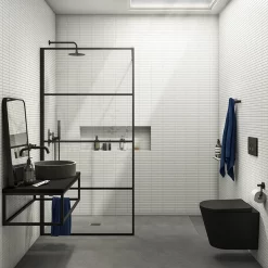 Arezzo 910 Matt Black Stone Resin Worktop With Matt Black Wall Mounted Frame