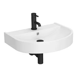 Arezzo D Shaped Curved Wall Mounted Stone Resin Basin 1TH (554 X 437mm) -Victorian Plumbing shop azb222 detail01