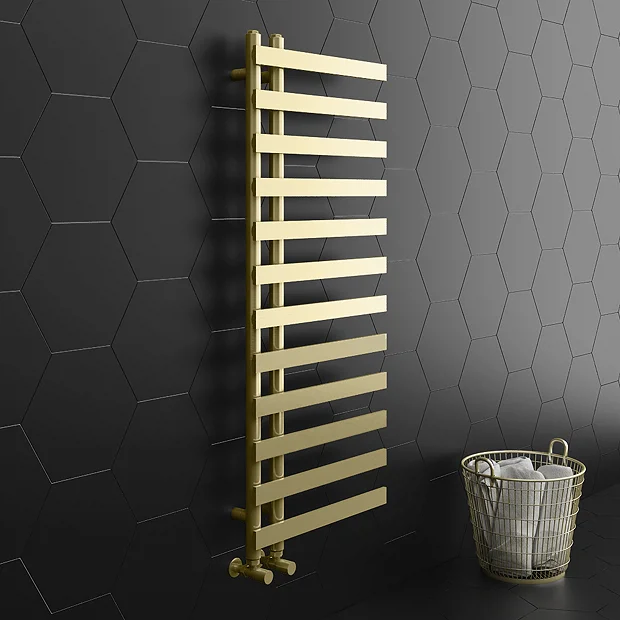 Arezzo Brushed Brass 1200 X 500mm 12 Bars Designer Heated Towel Rail 4 Arezzo Brushed Brass 1200 X 500mm 12 Bars Designer Heated Towel Rail - Image 2