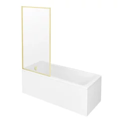 Arezzo Straight Square Shower Bath W. Brushed Brass Framed Fixed Screen -Victorian Plumbing shop azbbfbath d3