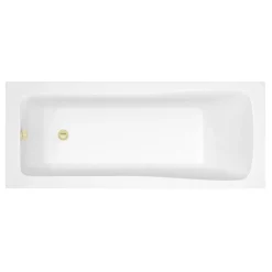 Arezzo Straight Square Shower Bath W. Brushed Brass Framed Fixed Screen -Victorian Plumbing shop azbbfbathd2