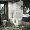Arezzo Straight Square Shower Bath W. Brushed Brass Pivot Screen -Victorian Plumbing shop azbbsbath d4
